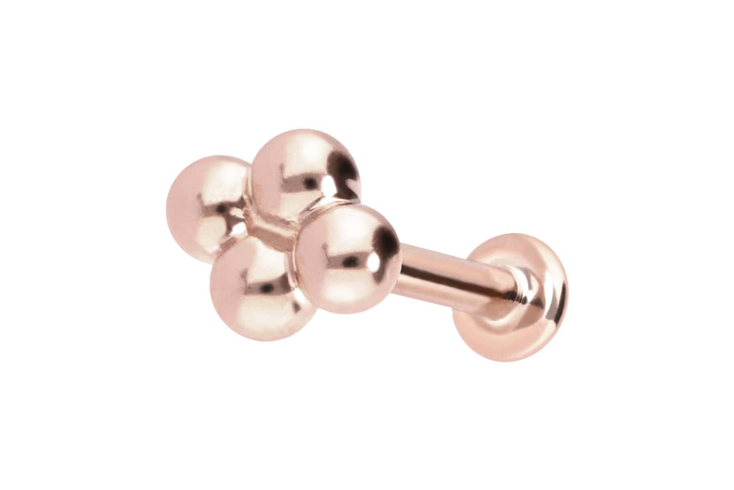 14 Karat Gold Labret Piercing mit Innengewinde 4 KUGELN